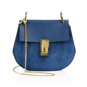 Chloe Blue Crossbody Bag with Gold Accents